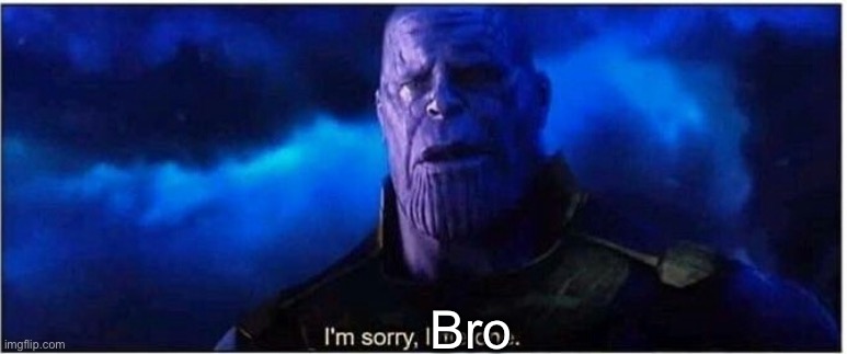 Thanos I'm sorry little one | Bro | image tagged in thanos i'm sorry little one | made w/ Imgflip meme maker