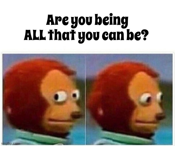 Reflection | Are you being ALL that you can be? | image tagged in memes,monkey puppet,reflection,be yourself,hard questions,ask yourself | made w/ Imgflip meme maker