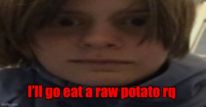 DarthSwede silly serious face | I’ll go eat a raw potato rq | image tagged in darthswede silly serious face | made w/ Imgflip meme maker