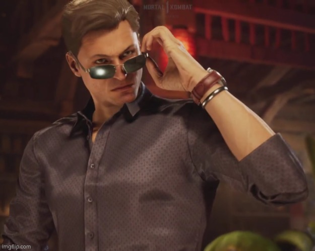Johnny Cage takes off glasses | image tagged in johnny cage takes off glasses | made w/ Imgflip meme maker