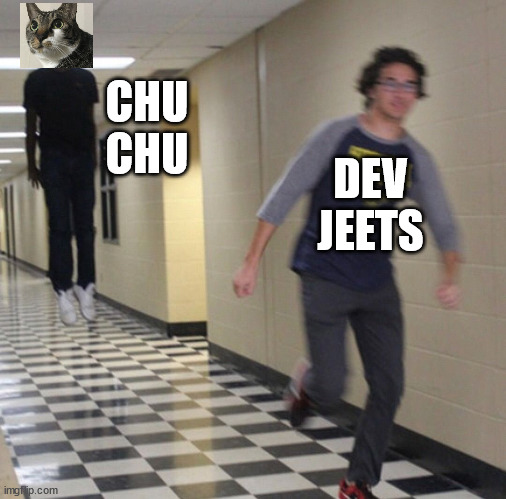 Dev Jeets | CHU
CHU; DEV
JEETS | image tagged in running away in hallway | made w/ Imgflip meme maker