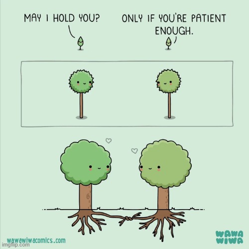 image tagged in trees,growing up,patient,holding hands | made w/ Imgflip meme maker