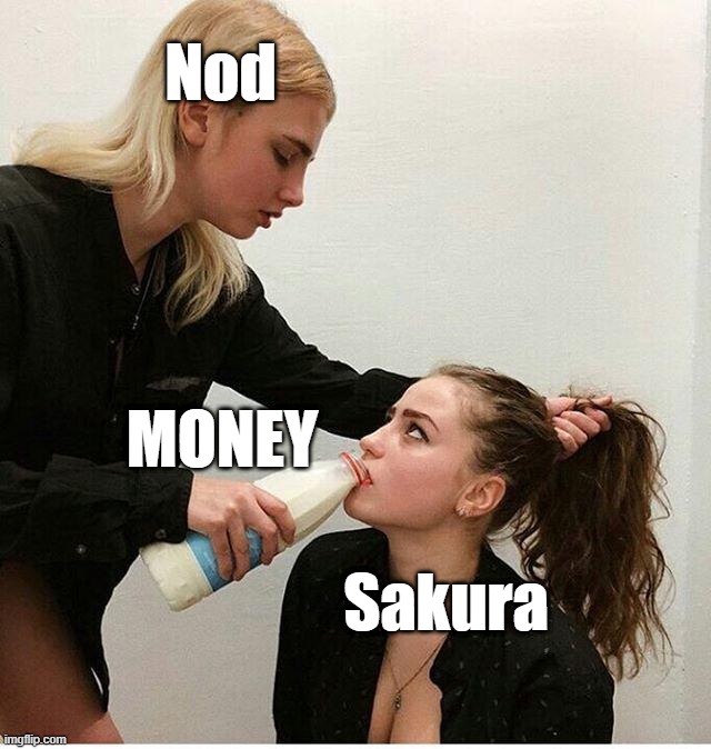 She's a mercenary, she follows the money | Nod; MONEY; Sakura | image tagged in command and conquer,sakura obata,renegade | made w/ Imgflip meme maker