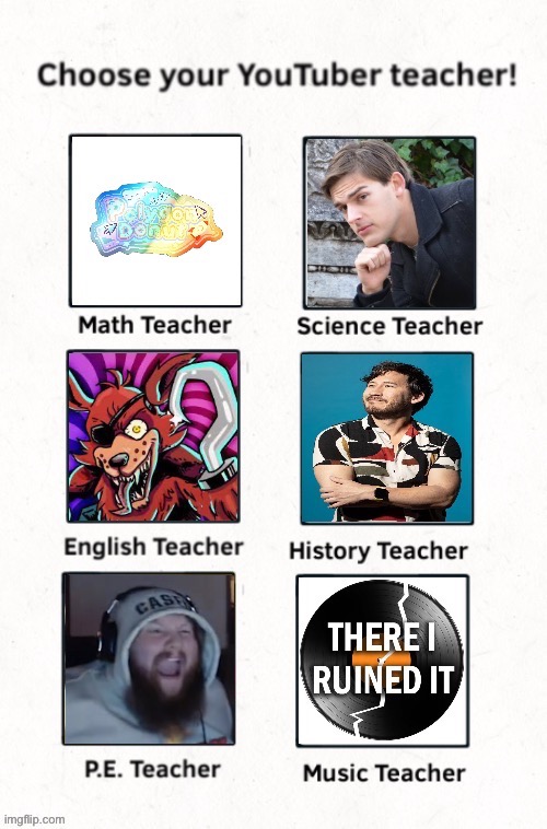 Choose your YouTuber teacher! (Remastered the Remastered) | made w/ Imgflip meme maker