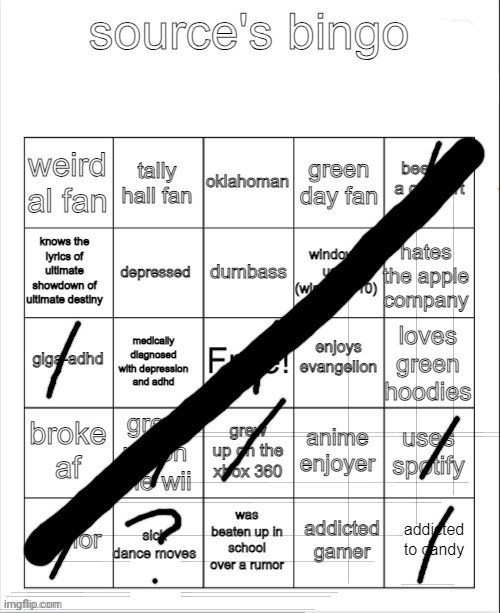 source's bingo | image tagged in source's bingo | made w/ Imgflip meme maker