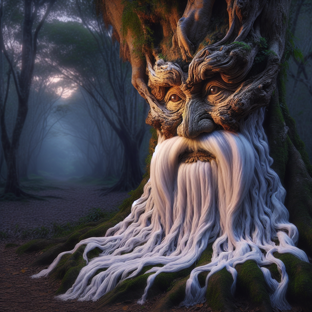 High Quality a wise old mystical tree with a face and a  long white beard Blank Meme Template