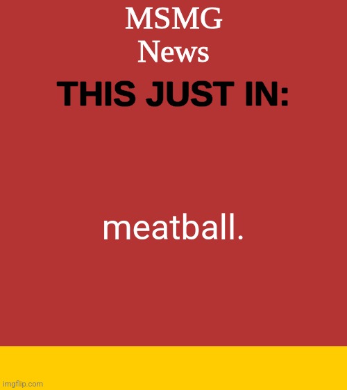 MSMG News Temp | meatball. | image tagged in msmg news temp | made w/ Imgflip meme maker