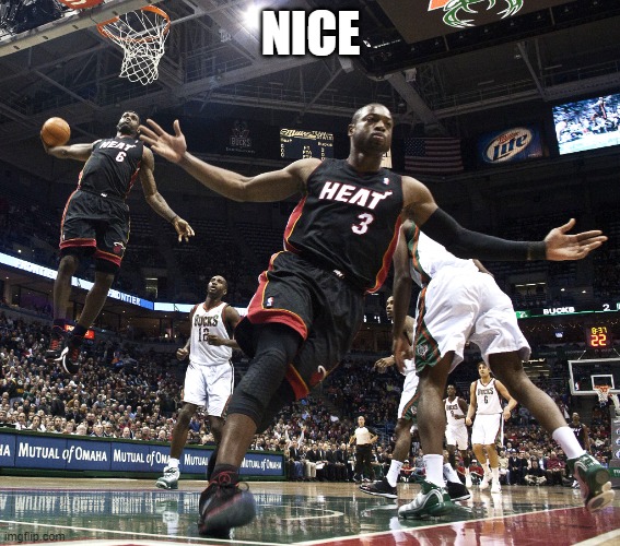 Lebron Dunking | NICE | image tagged in lebron dunking | made w/ Imgflip meme maker