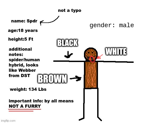 updated spdr info | BLACK WHITE BROWN | image tagged in updated spdr info | made w/ Imgflip meme maker
