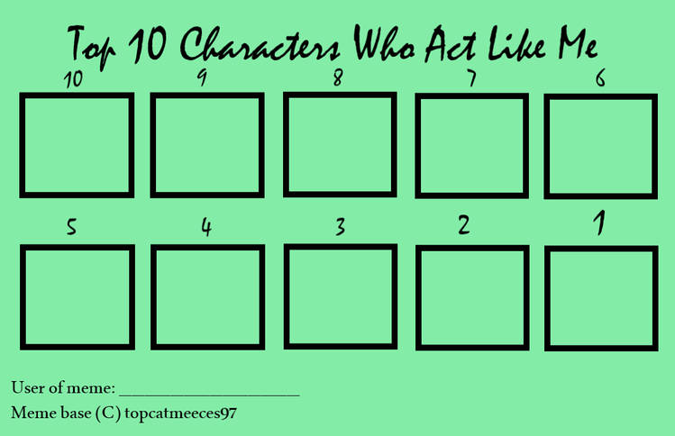 top 10 characters who act like me Blank Meme Template