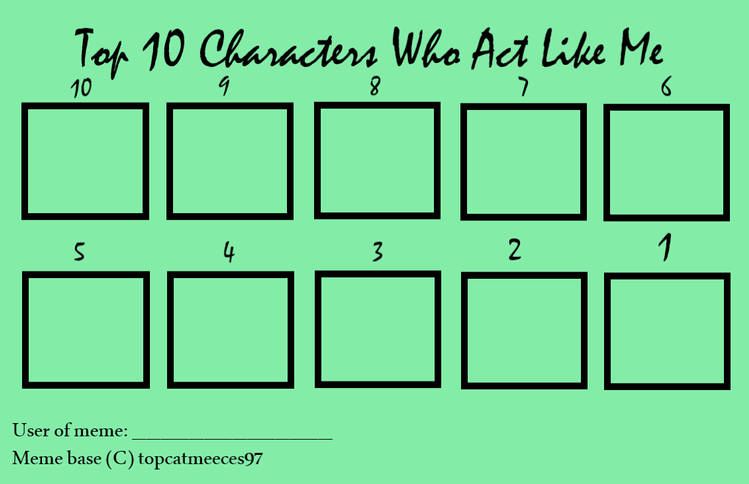 High Quality top 10 characters who act like me Blank Meme Template