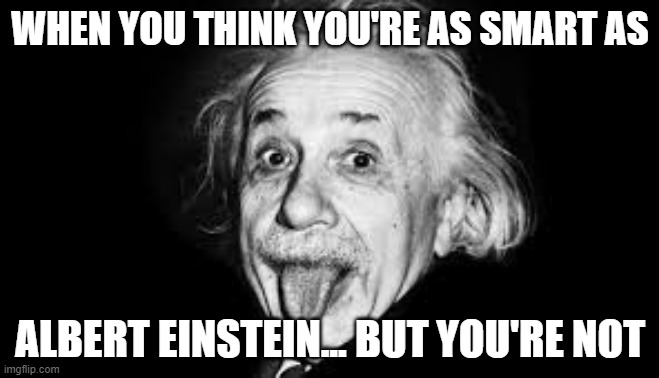 Dumb People | WHEN YOU THINK YOU'RE AS SMART AS; ALBERT EINSTEIN... BUT YOU'RE NOT | image tagged in albert einstein | made w/ Imgflip meme maker