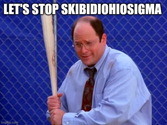 Baseball George Costanza | LET'S STOP SKIBIDIOHIOSIGMA | image tagged in baseball george costanza | made w/ Imgflip meme maker