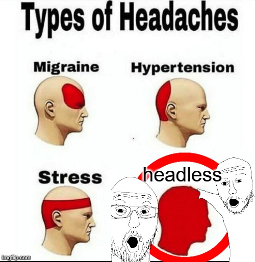 Types of Headaches meme | headless | image tagged in types of headaches meme | made w/ Imgflip meme maker
