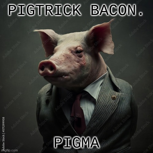 PIGTRICK BACON. PIGMA | made w/ Imgflip meme maker