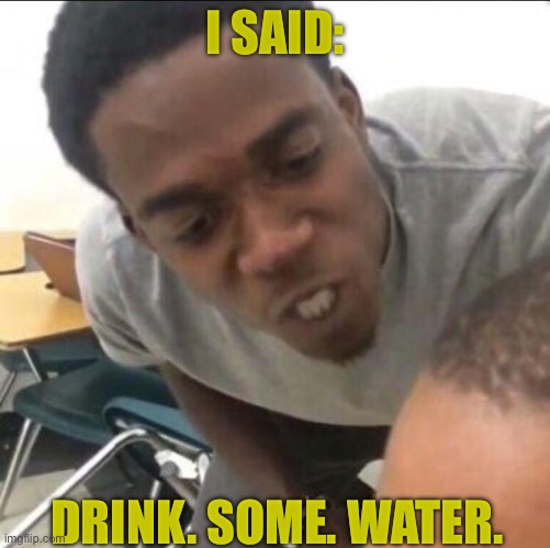 I said we sad today | I SAID: DRINK. SOME. WATER. | image tagged in i said we sad today | made w/ Imgflip meme maker