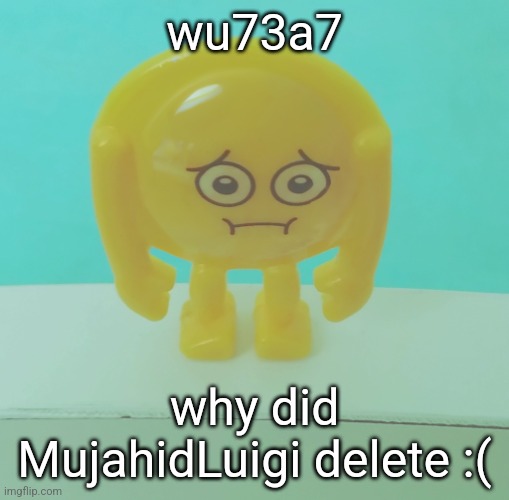 sad | wu73a7; why did MujahidLuigi delete :( | image tagged in sad | made w/ Imgflip meme maker
