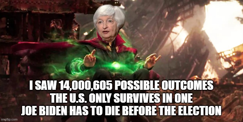 14,000,605 possible outcomes | I SAW 14,000,605 POSSIBLE OUTCOMES
THE U.S. ONLY SURVIVES IN ONE
JOE BIDEN HAS TO DIE BEFORE THE ELECTION | image tagged in fjb,joe biden,biden,grim reaper knocking door,grim reaper claw machine,natural causes | made w/ Imgflip meme maker