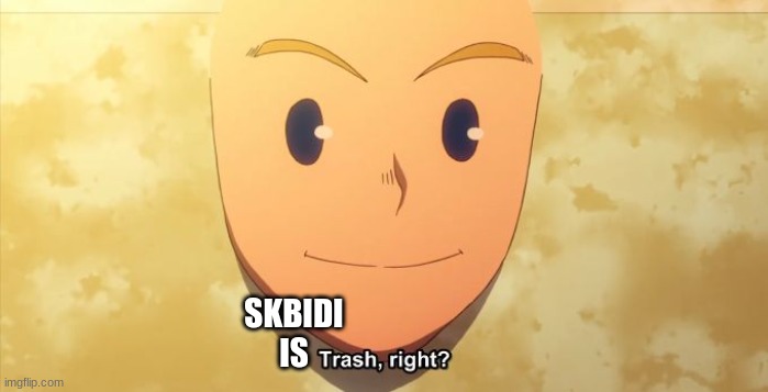 Trash, right? | SKBIDI IS | image tagged in trash right | made w/ Imgflip meme maker