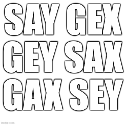 SAY GEX
GEY SAX
GAX SEY | made w/ Imgflip meme maker