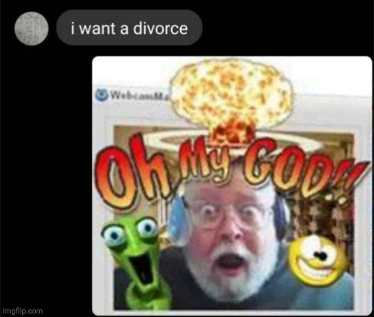 OH MY GOD!!!!!!!!!!!!!!!!!!!!! | image tagged in oh my god,divorce | made w/ Imgflip meme maker