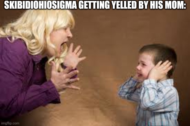 Mom yelling at kid | SKIBIDIOHIOSIGMA GETTING YELLED BY HIS MOM: | image tagged in mom yelling at kid | made w/ Imgflip meme maker