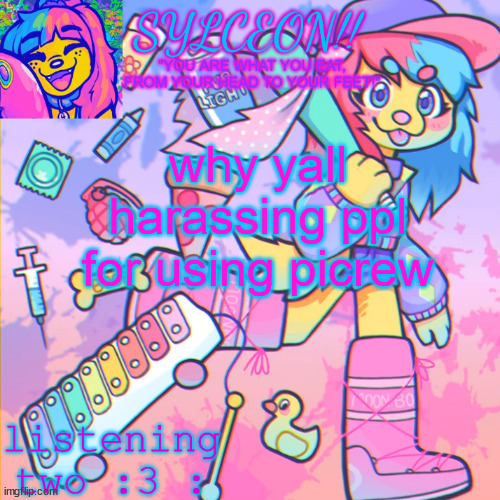 THIS IS SYLCEON SPEAKJIN AND UR LISTENIN 2 4LUNG!! | why yall harassing ppl for using picrew | image tagged in this is sylceon speakjin and ur listenin 2 4lung | made w/ Imgflip meme maker