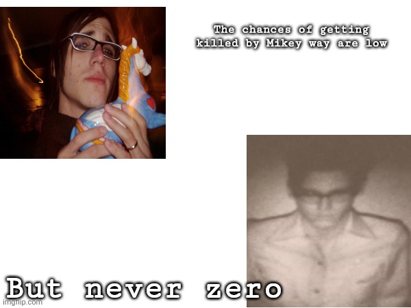 The chances are low | The chances of getting killed by Mikey way are low; But never zero | made w/ Imgflip meme maker