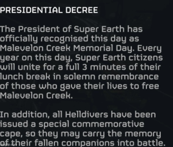 The holiday is on April 3, today! (failure to uphold this new holiday will be viewed as an act of treason) | image tagged in helldivers 2 | made w/ Imgflip meme maker