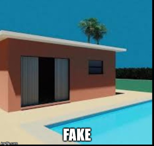 Fakest looking house ever | FAKE | image tagged in fake | made w/ Imgflip meme maker