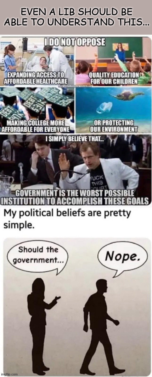 So simple even a lib should get it...  NOPE | EVEN A LIB SHOULD BE ABLE TO UNDERSTAND THIS... | image tagged in so simple,even a lib should understand,big government,nope | made w/ Imgflip meme maker