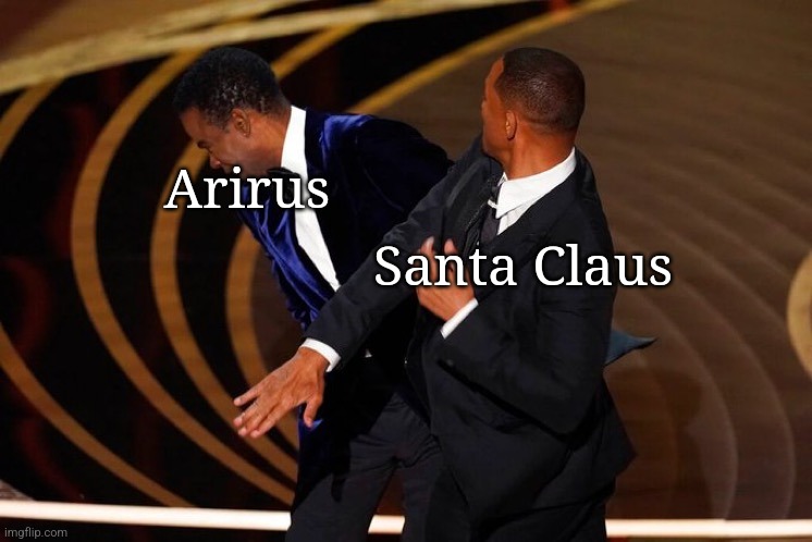 Santa Slap | Arirus; Santa Claus | image tagged in will smith slap | made w/ Imgflip meme maker