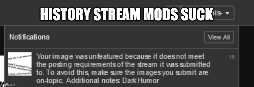 Link in comments to see meme | HISTORY STREAM MODS SUCK | image tagged in msmg | made w/ Imgflip meme maker