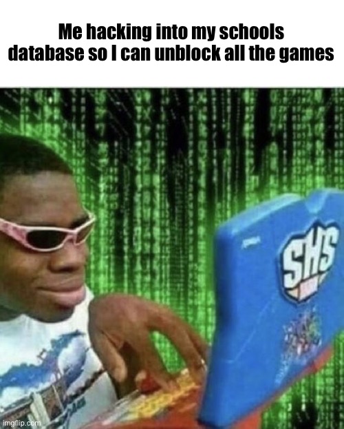 Ryan Beckford | Me hacking into my schools database so I can unblock all the games | image tagged in ryan beckford | made w/ Imgflip meme maker