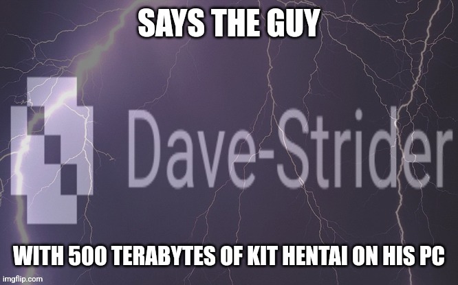 Gonna upload it as a temp in a sec. | SAYS THE GUY; WITH 500 TERABYTES OF KIT HENTAI ON HIS PC | made w/ Imgflip meme maker