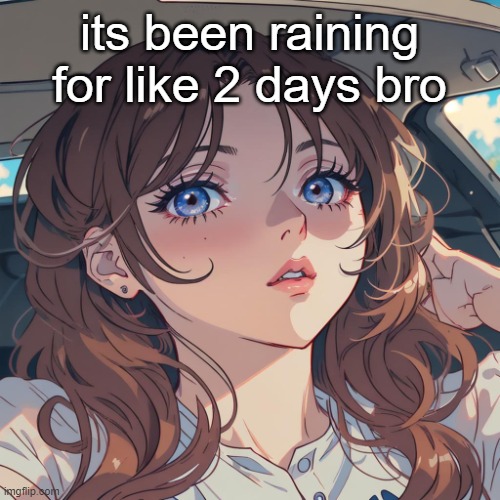 The-Person anime filter | its been raining for like 2 days bro | image tagged in i wanna get railed by huge men | made w/ Imgflip meme maker