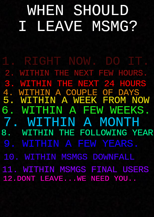 when should i leave msmg? Blank Meme Template