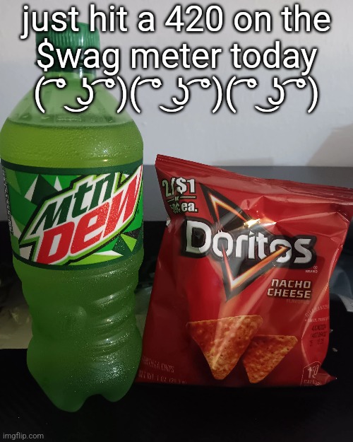 just hit a 420 on the $wag meter today
( ͡° ͜ʖ ͡°)( ͡° ͜ʖ ͡°)( ͡° ͜ʖ ͡°) | made w/ Imgflip meme maker