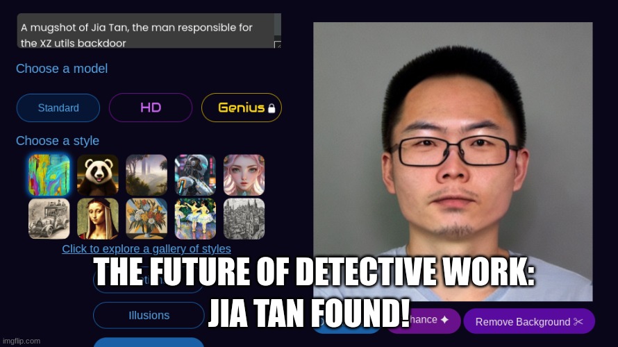 AI Detective solves XZ-utils case | JIA TAN FOUND! THE FUTURE OF DETECTIVE WORK: | made w/ Imgflip meme maker