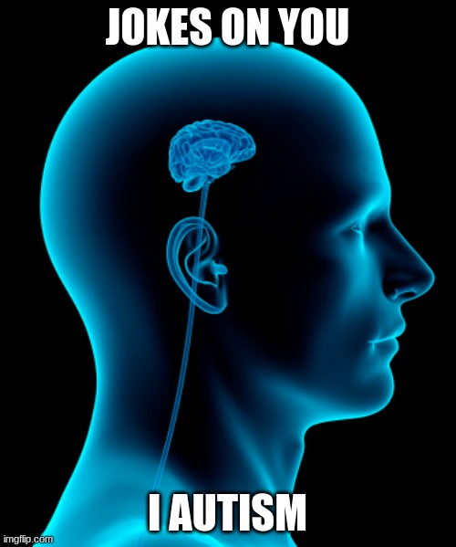 small brain | JOKES ON YOU I AUTISM | image tagged in small brain | made w/ Imgflip meme maker