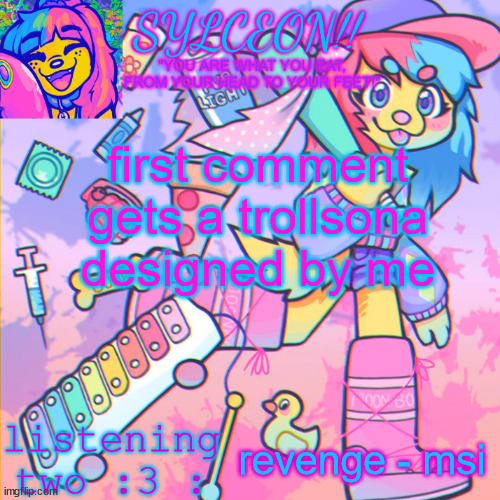 THIS IS SYLCEON SPEAKJIN AND UR LISTENIN 2 4LUNG!! | first comment gets a trollsona designed by me; revenge - msi | image tagged in this is sylceon speakjin and ur listenin 2 4lung | made w/ Imgflip meme maker