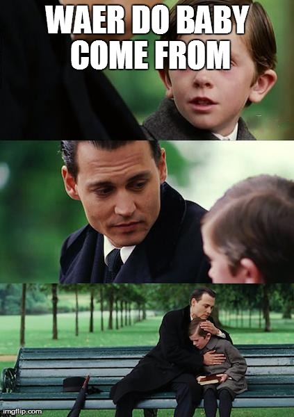 Finding Neverland | WAER DO BABY COME FROM | image tagged in memes,finding neverland | made w/ Imgflip meme maker