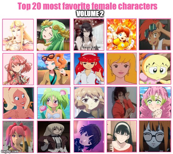 top 20 favorite female characters volume 2 Blank Meme Template