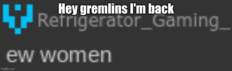 Ew women | Hey gremlins I'm back | image tagged in ew women | made w/ Imgflip meme maker