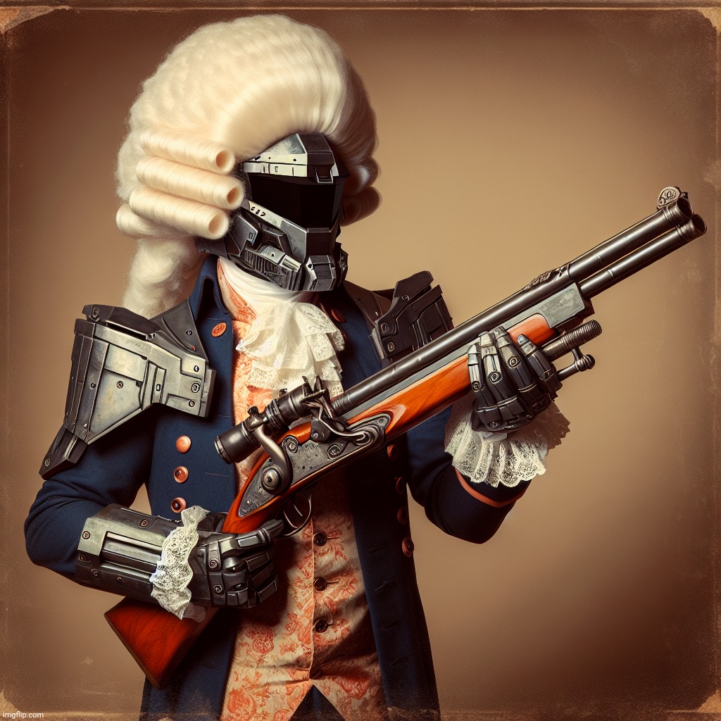 Master chief with a powdered wig and Kentucky rifle | made w/ Imgflip meme maker