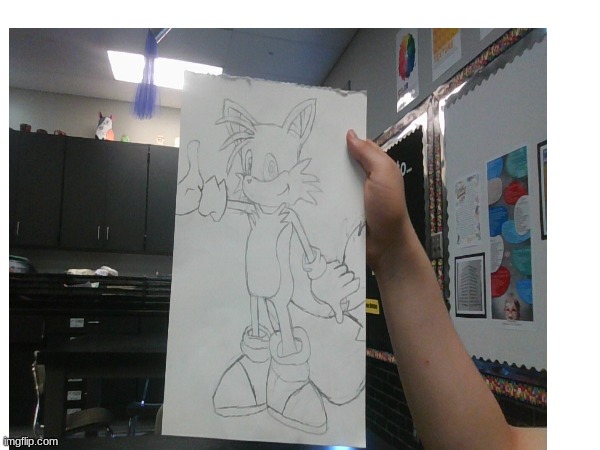 tails I drew with a reference img | image tagged in art,drawing | made w/ Imgflip meme maker