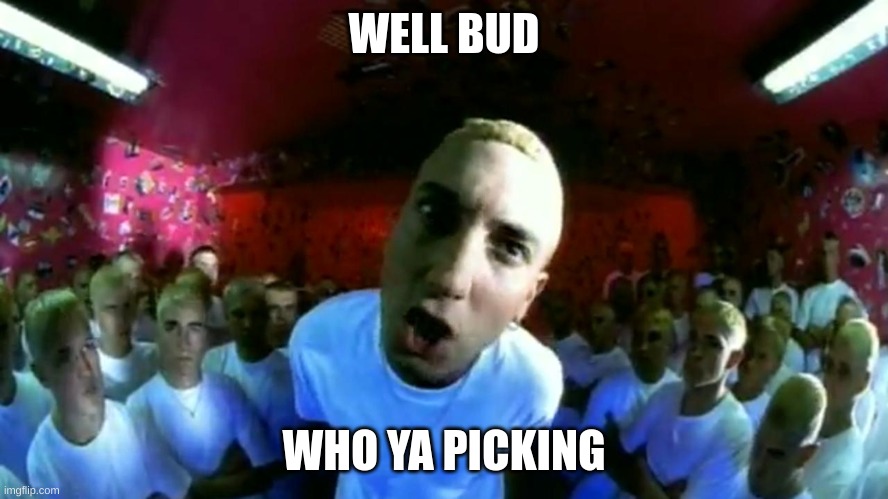 Real slim shady | WELL BUD WHO YA PICKING | image tagged in real slim shady | made w/ Imgflip meme maker