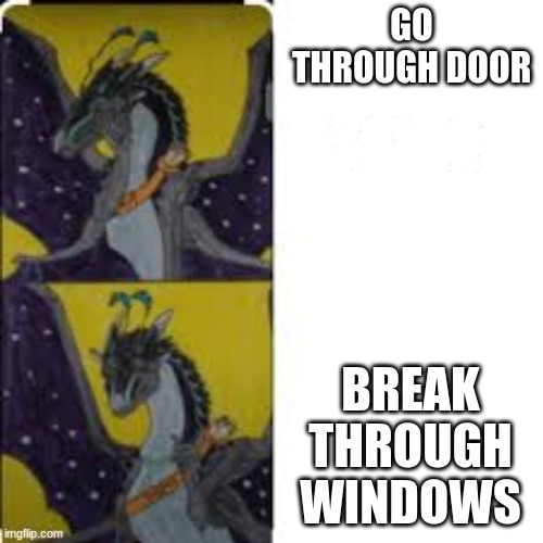 window go brrr when JMA appears | GO THROUGH DOOR; BREAK THROUGH WINDOWS | image tagged in jma hotline bling | made w/ Imgflip meme maker