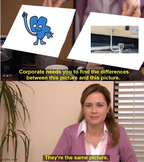 "X.......... Never turn me into a kitchen appliances, EVER AGAIN!!!" | image tagged in memes,they're the same picture,bfdi,bfb | made w/ Imgflip meme maker