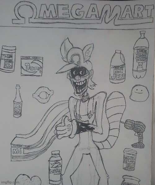 Welcome to OMEGA Mart | image tagged in mario's madness,drawing | made w/ Imgflip meme maker